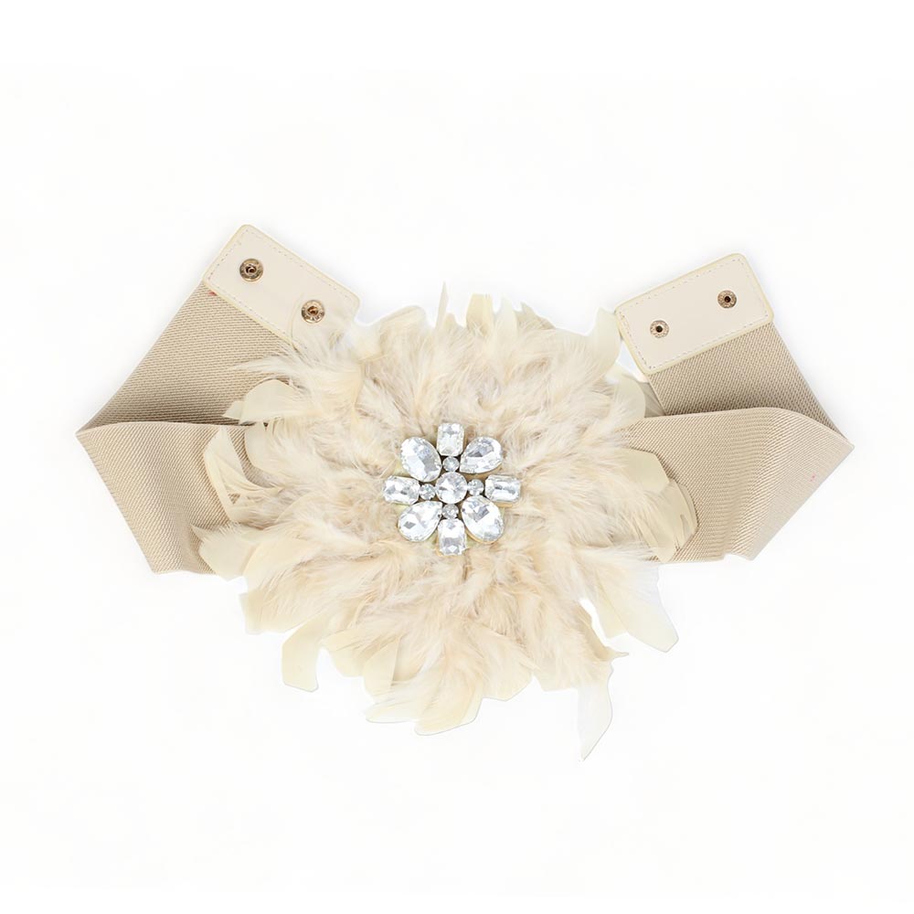 Cintura elastica beige piuma