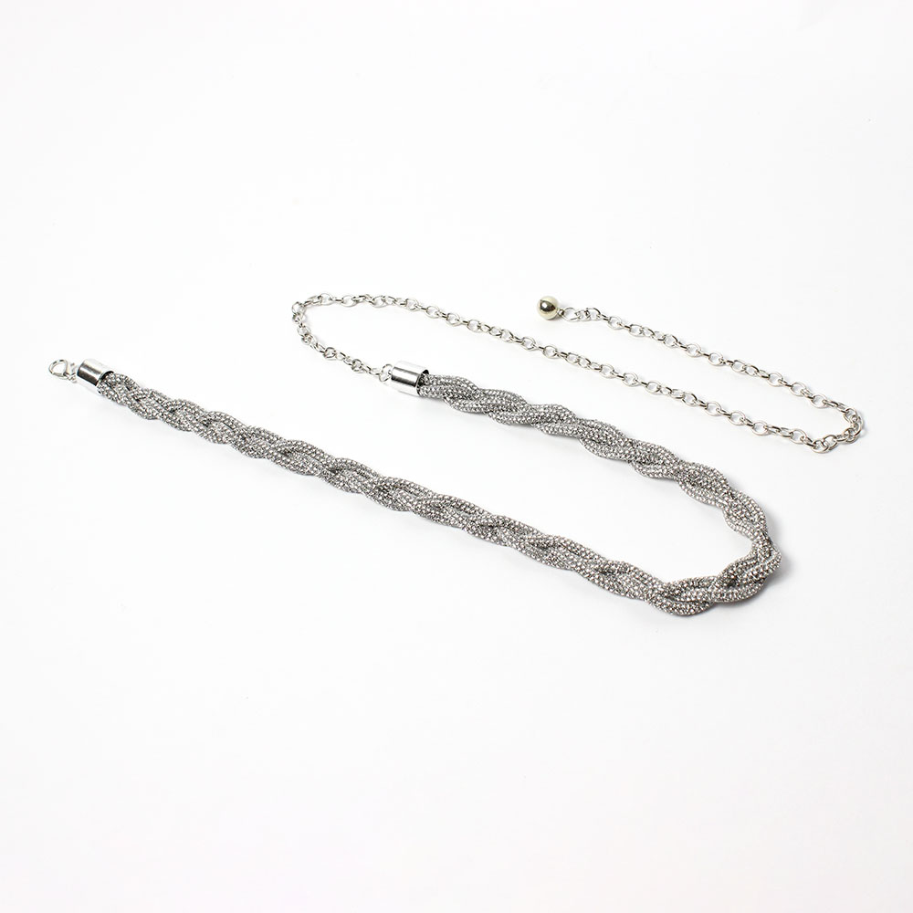 Cintura gioiello strass intrecciata argento Karila