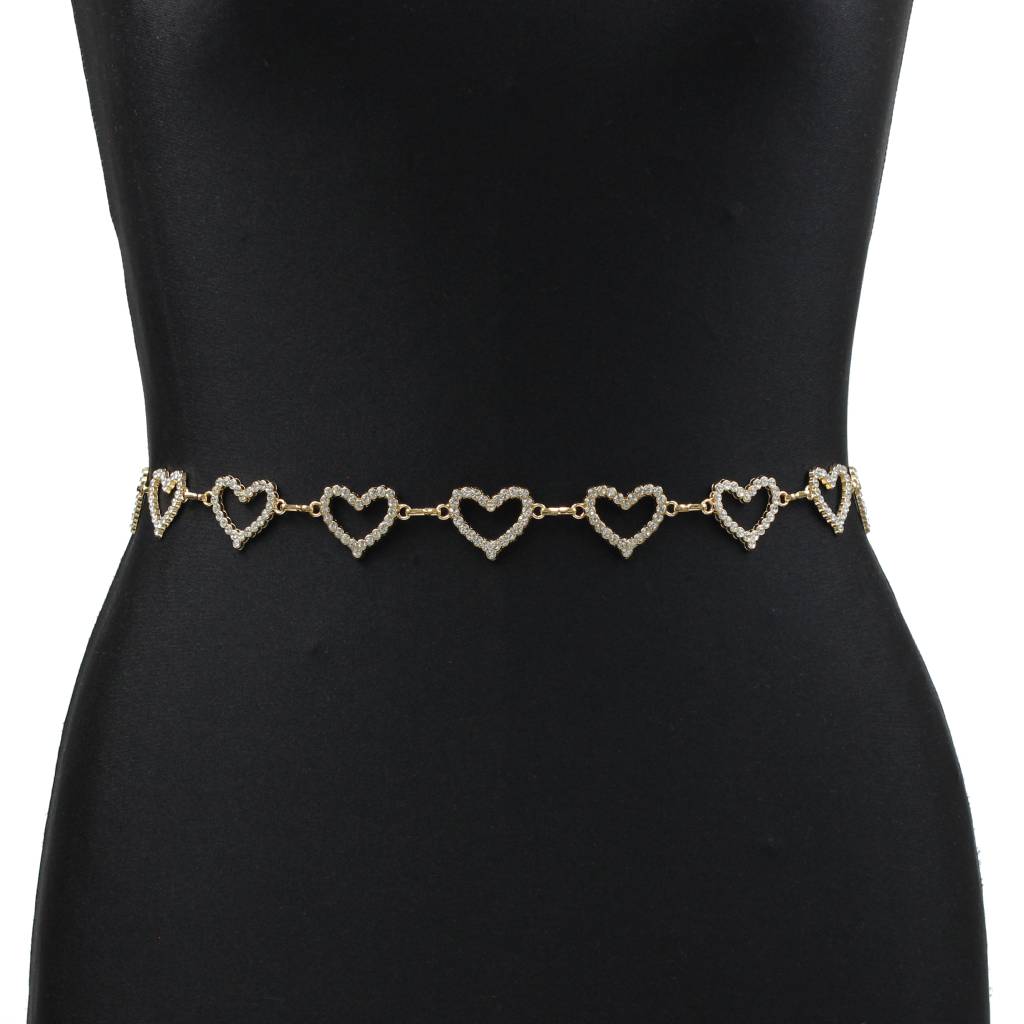Cintura oro con cuori in strass Delizia