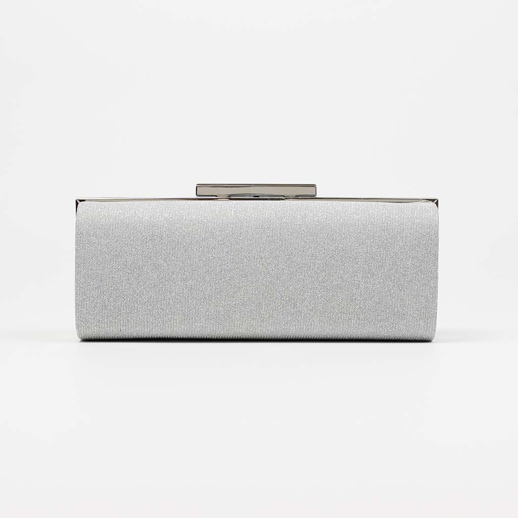 Clutch baguette argento con glitter Zaira
