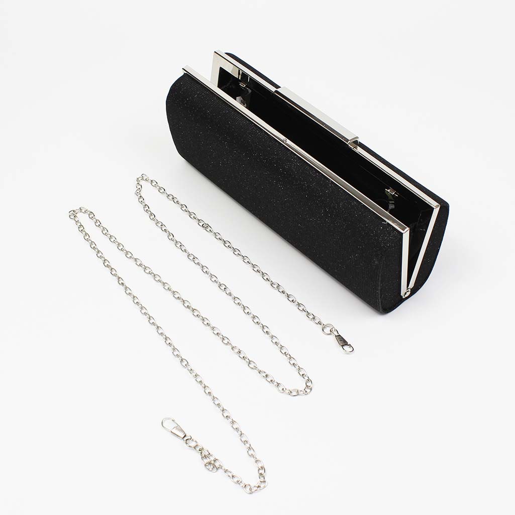 Clutch baguette nera con glitter Zaira