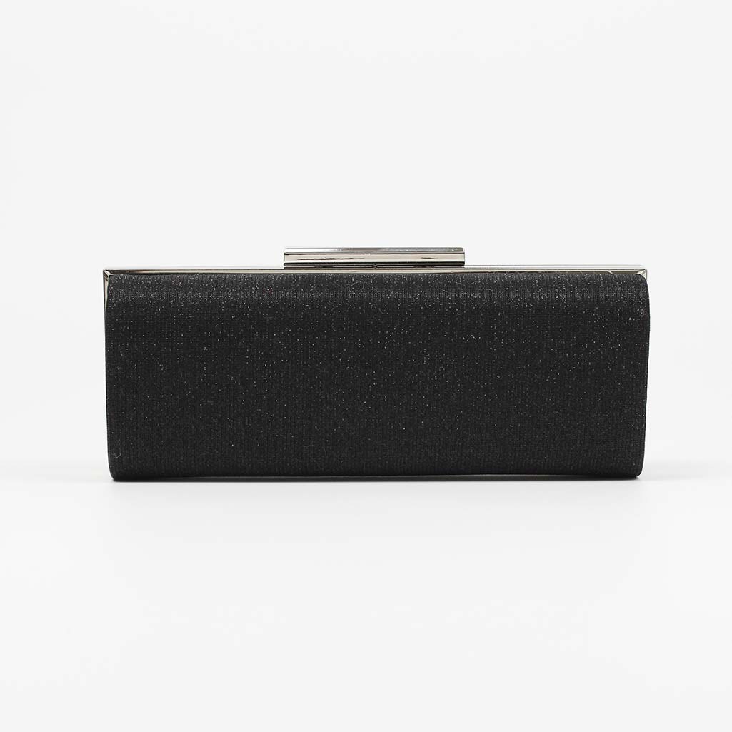 Clutch baguette nera con glitter Zaira