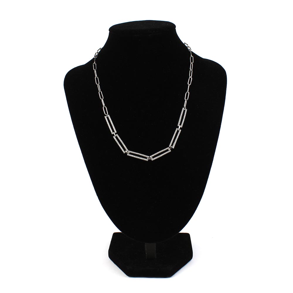 Collana a catena con strass argento Trilly