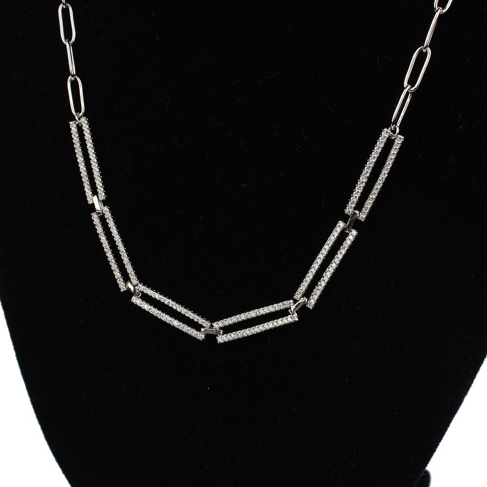 Collana a catena con strass argento Trilly