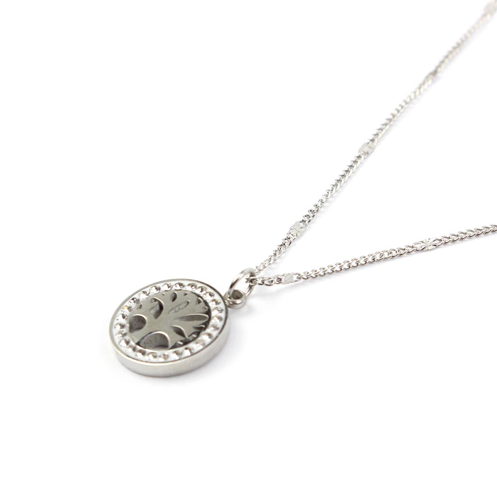 Collana con doppia catena in acciaio albero della vita argento