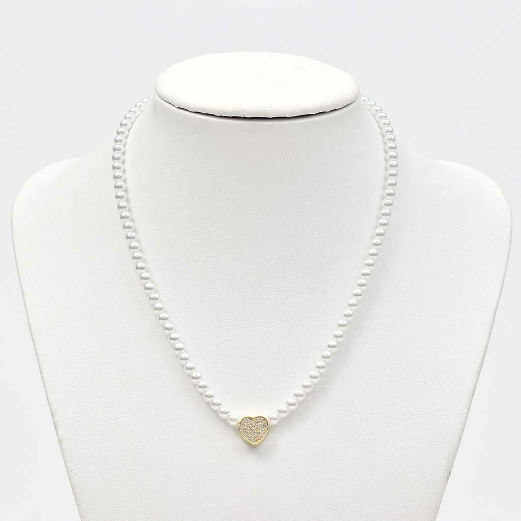 Collana oro in perle con cuore Corinna
