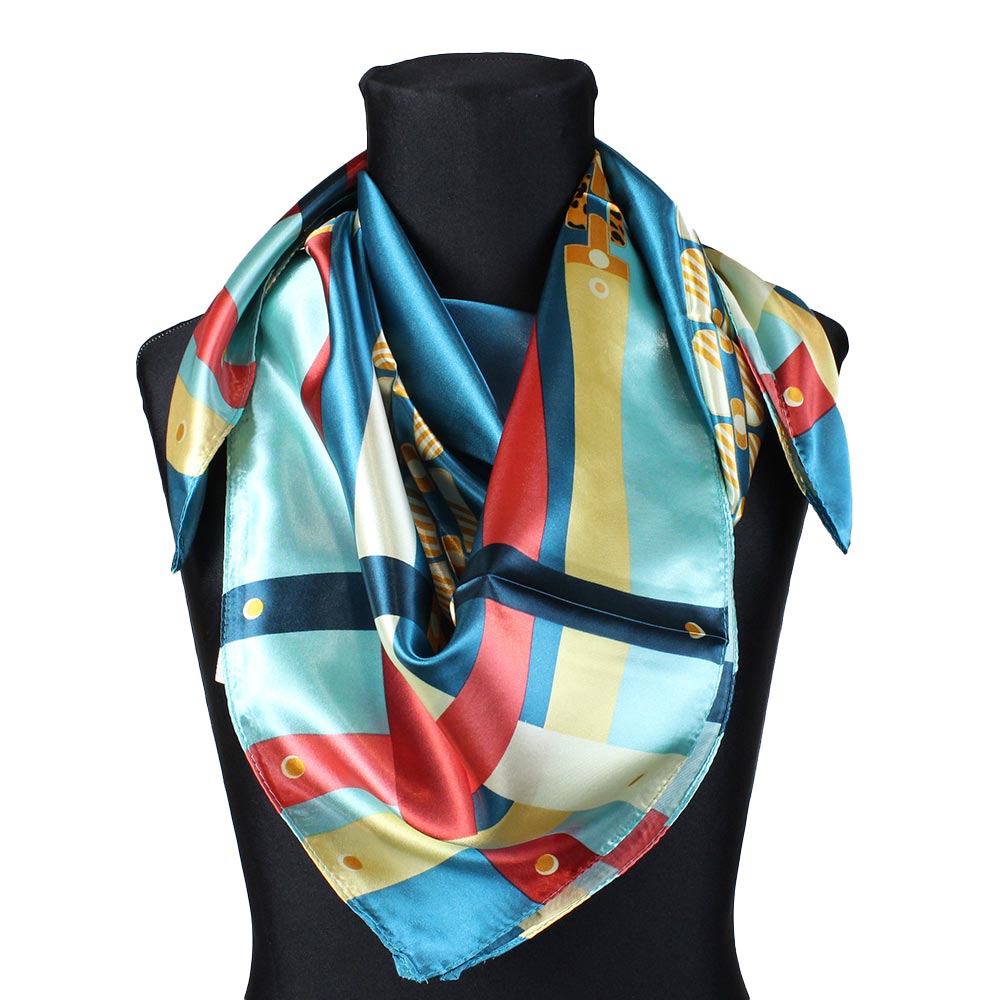 Foulard fantasia astratta blu 90x90 Matilde