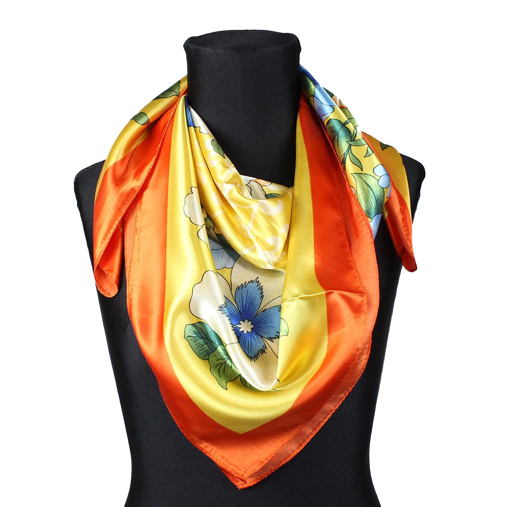 Foulard fantasia floreale giallo 90x90 Papaya