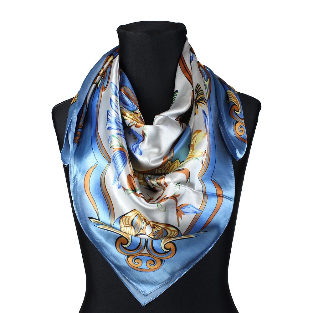 Foulard fantasia floreale grigio 90x90 Liatris