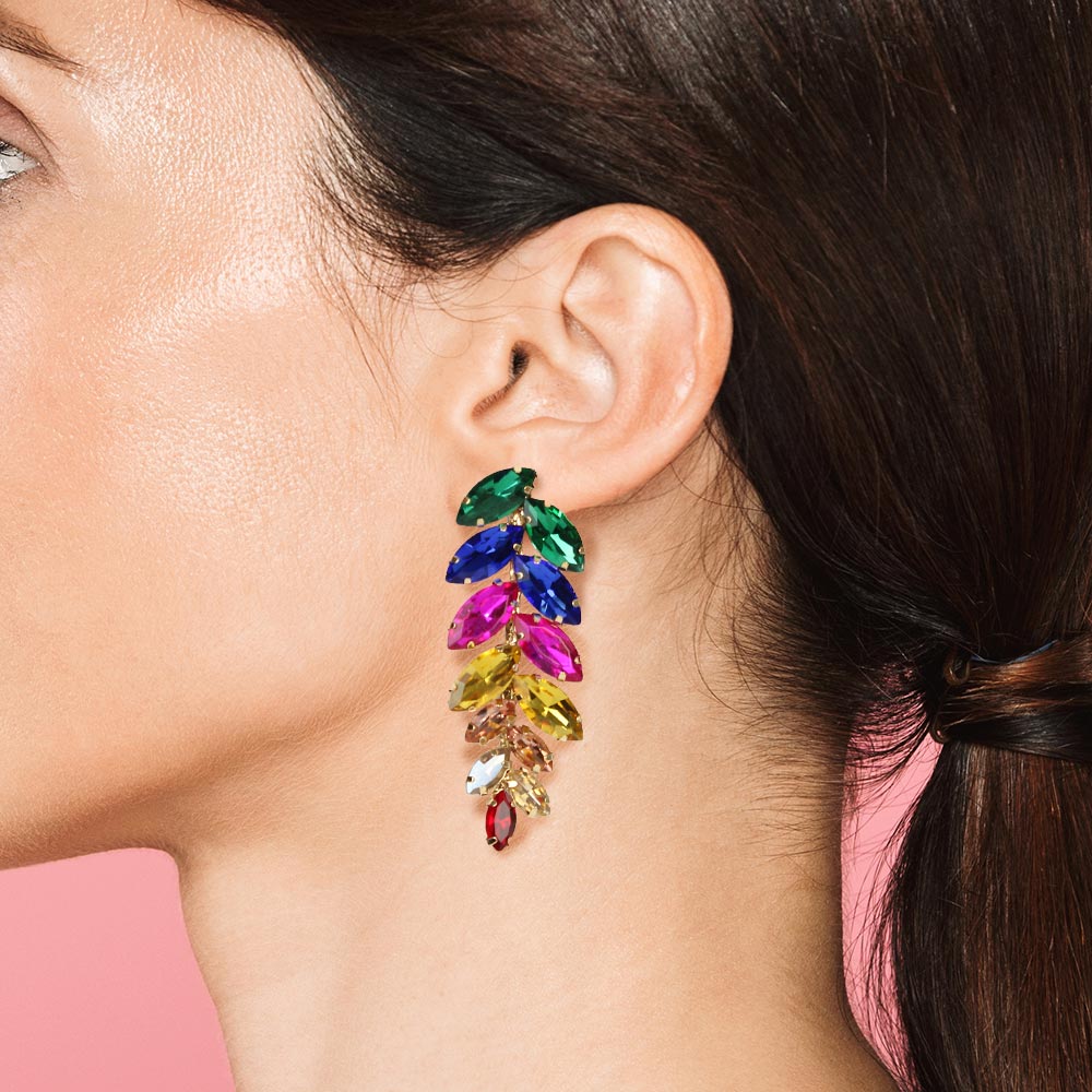 Orecchini colorati pendenti con pietre sfaccettate Valeria