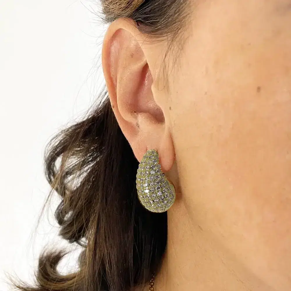 Orecchini goccia con strass oro Drop