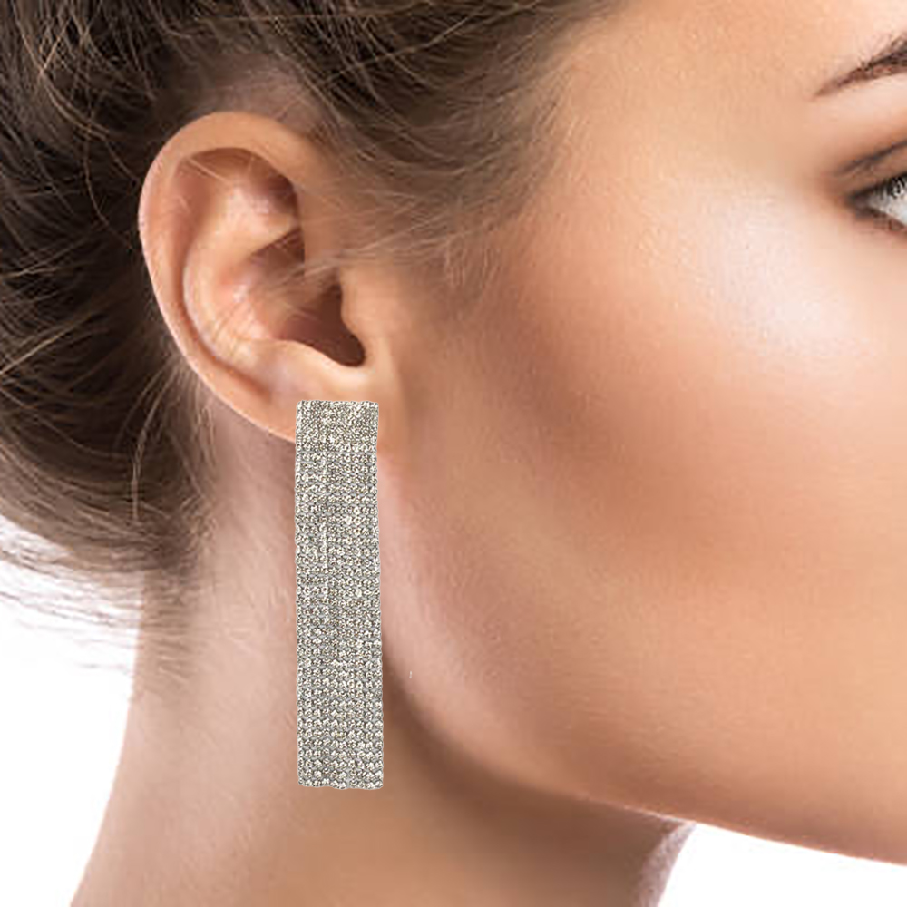 Orecchini pendenti con strass argento Lisa