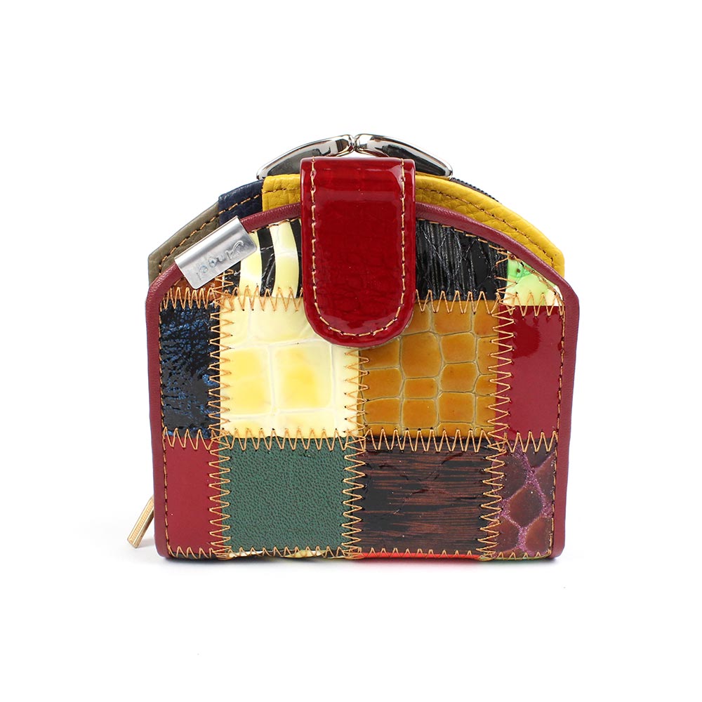 Portafoglio in Vera Pelle a quadri con clic clac Angel