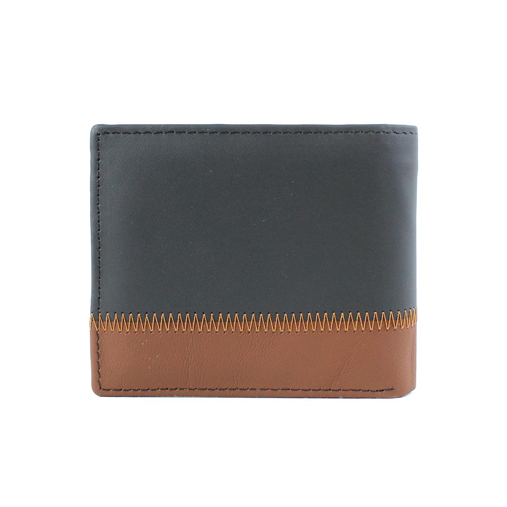 Portafoglio in vera pelle bicolore con cerniera