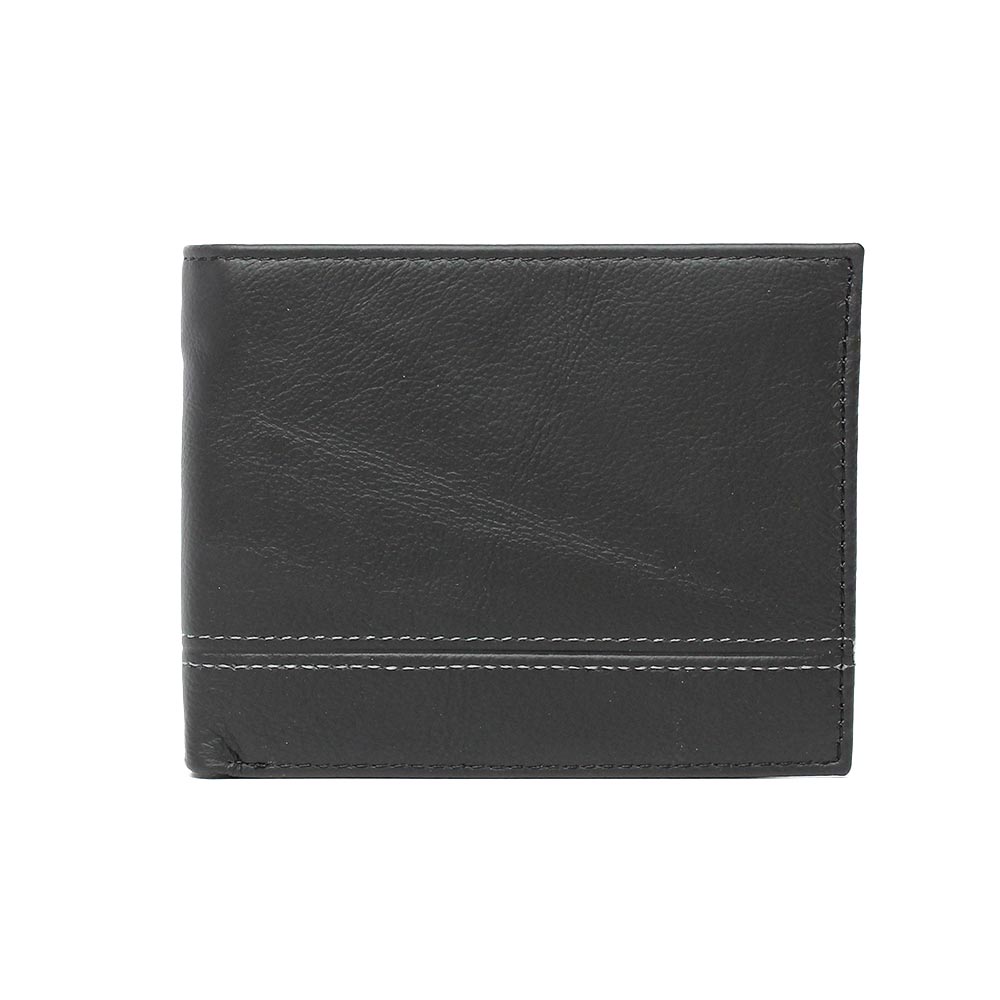 Portafoglio nero in vera pelle tre ante