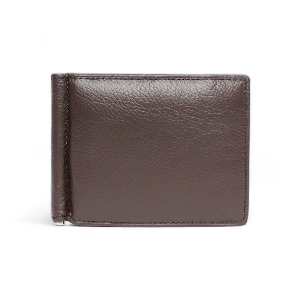 Portatessere in pelle con fermasoldi marrone