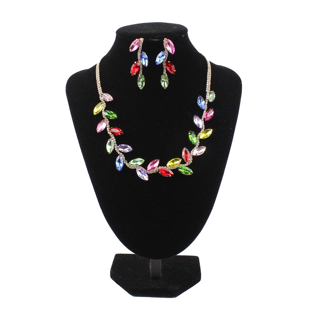 Set collana e orecchini multicolore con strass Natura