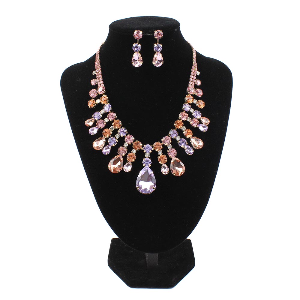 Set collana e orecchini rosa multicolore Lucia