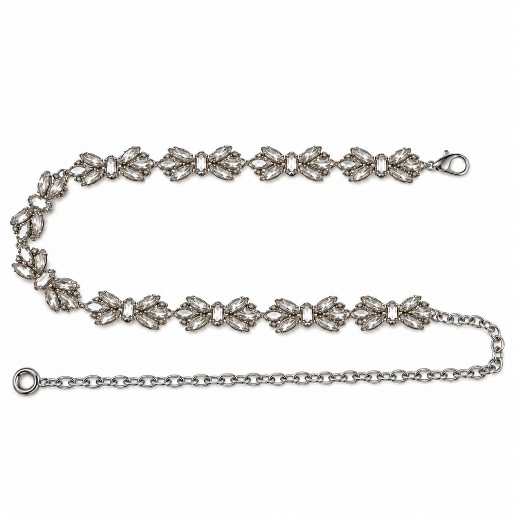 Cintura gioiello pietre trasparenti base argento Floriana (3) Cintura gioiello pietre trasparenti base argento Floriana - immagine 1
